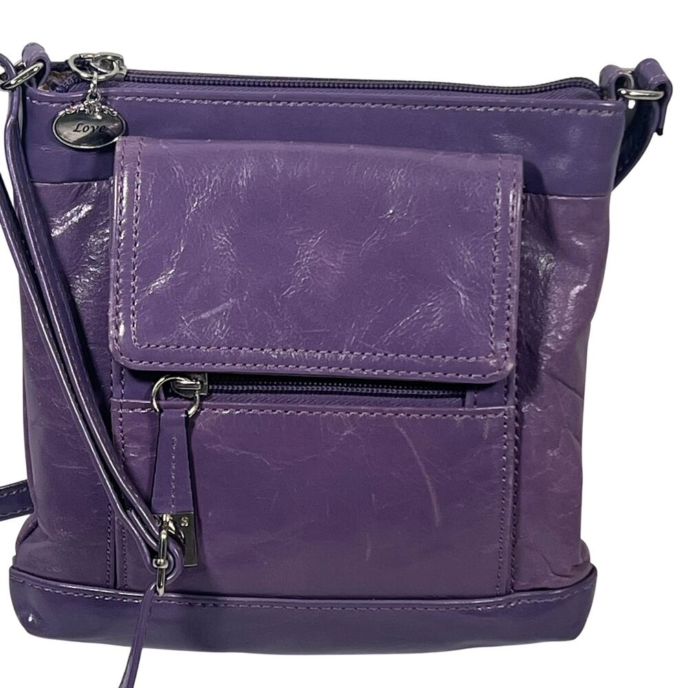 Giani Bernini Venice Purple Glaze Leather Crossbody Bag Adj Strap Purse